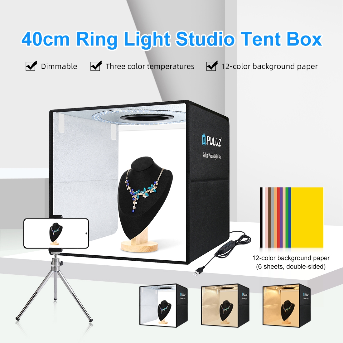 PULUZ 40cm Folding Portable Ri - Photography Lighting Backdrop ulasan dan harga