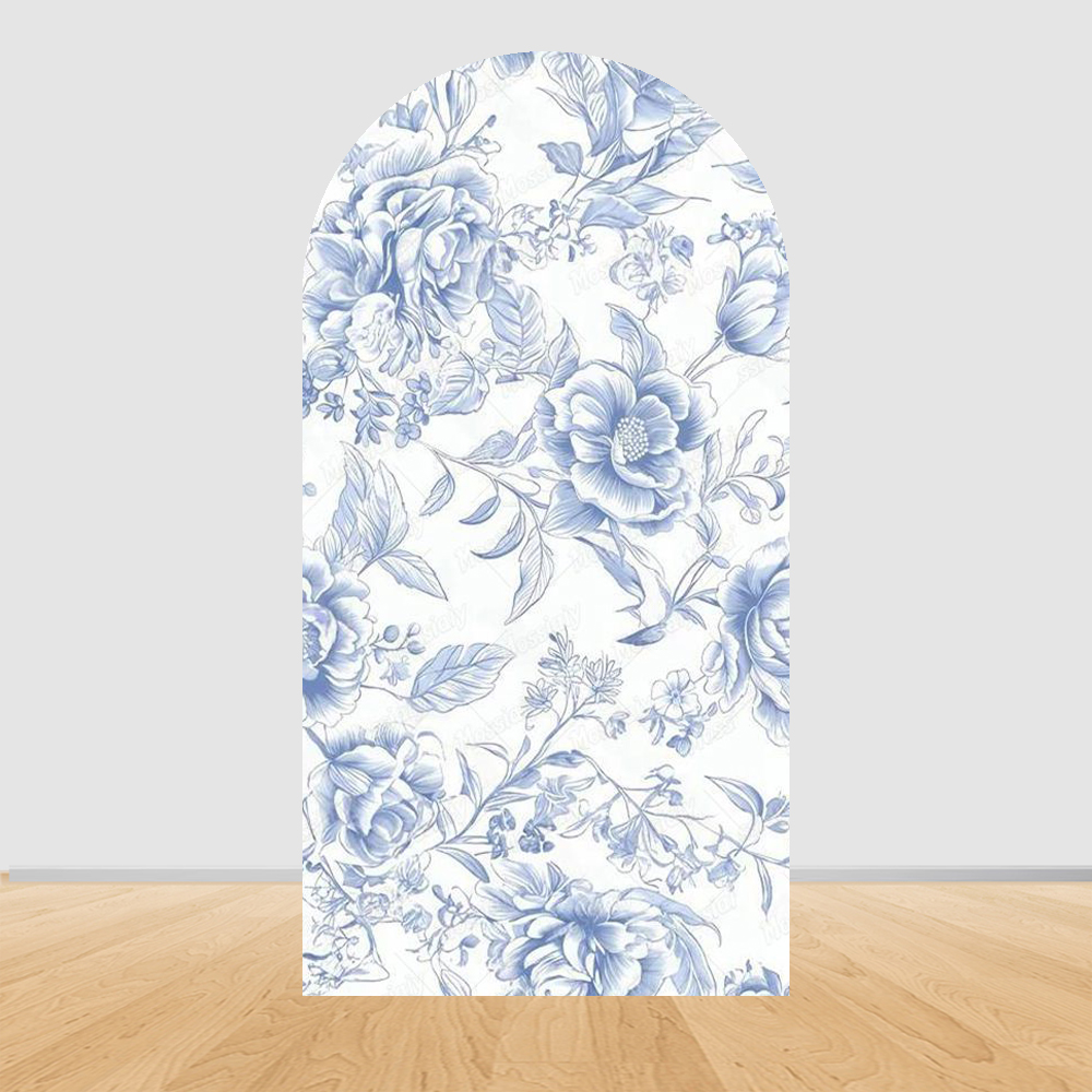 Blue Floral Bow Arch Backdrop  - Photography Lighting Backdrop ulasan dan harga