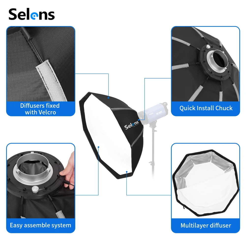 Selens 82/105cm Umbrella Softb - Photography Umbrella Lighting Setup ulasan dan harga