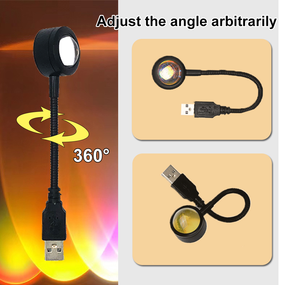 1x USB Sunset Lamp LED Rainbow - Photography Lighting Home ulasan dan harga