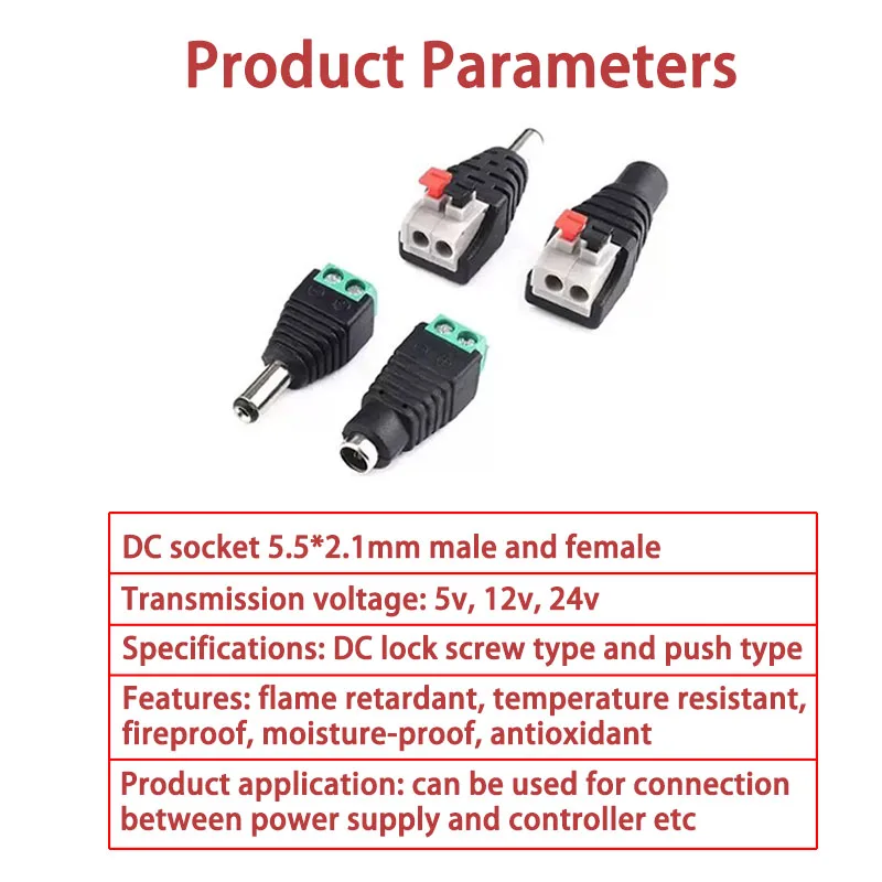 Female and Male DC Connectors  - Photography Led Lighting Kit ulasan dan harga