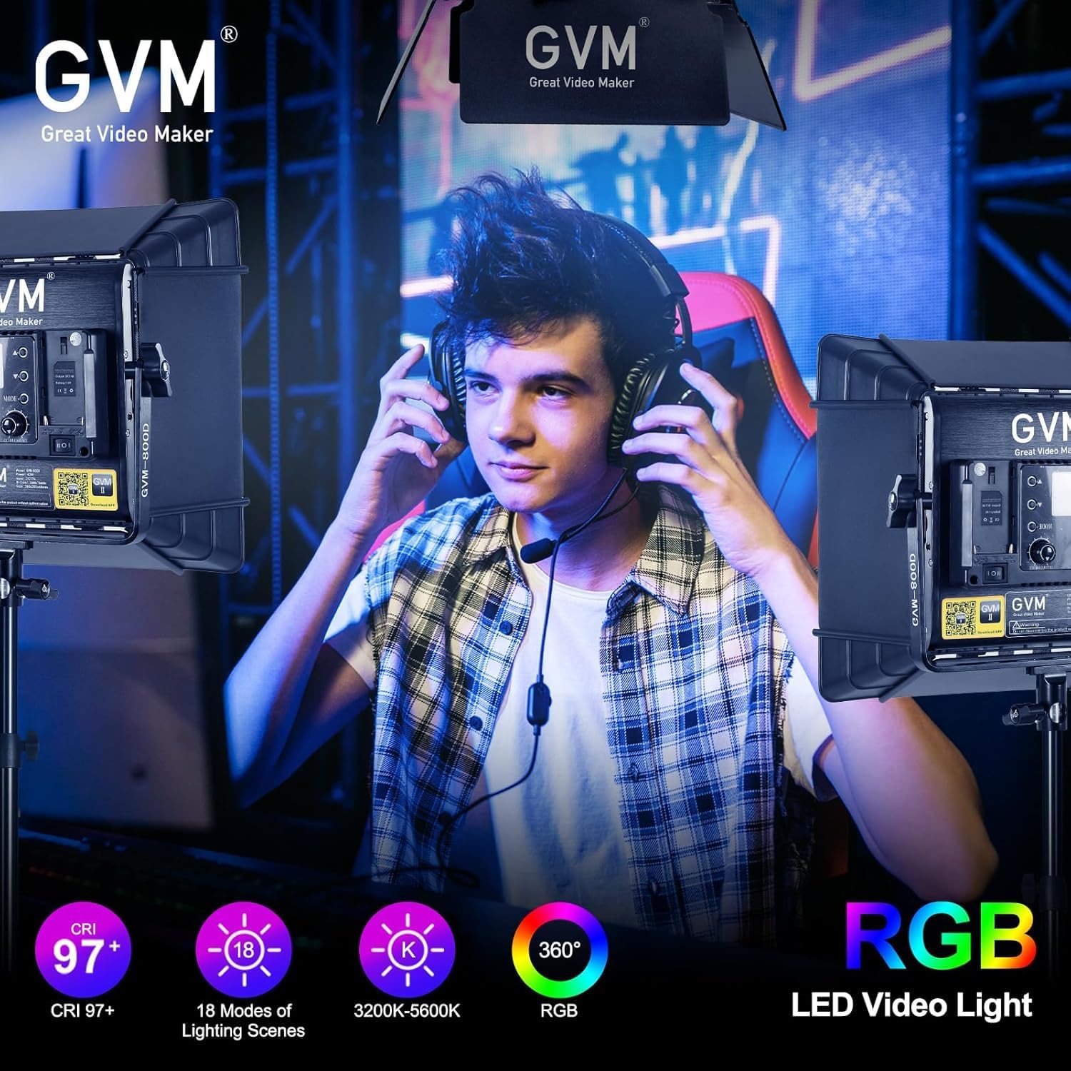 RGB LED Video Lighting Kit, 3- - Photography Led Lighting Kit ulasan dan harga