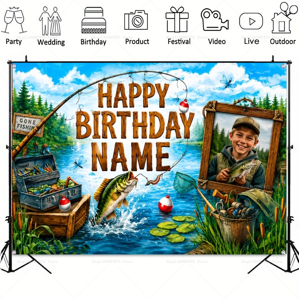 Custom Name Photo fishing-them - Photography Lighting Backdrop ulasan dan harga