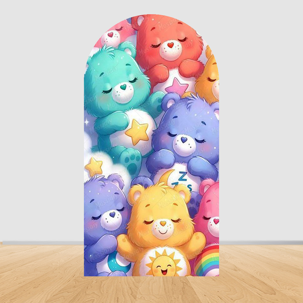 Cute Rainbow Bear Arch Backdro - Photography Lighting Backdrop ulasan dan harga