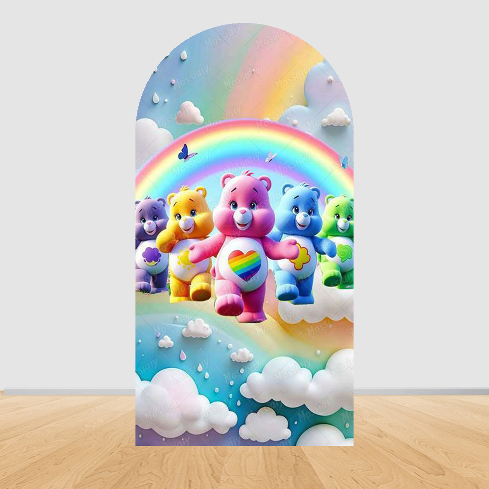 Cute Rainbow Bear Arch Backdro - Photography Lighting Backdrop ulasan dan harga