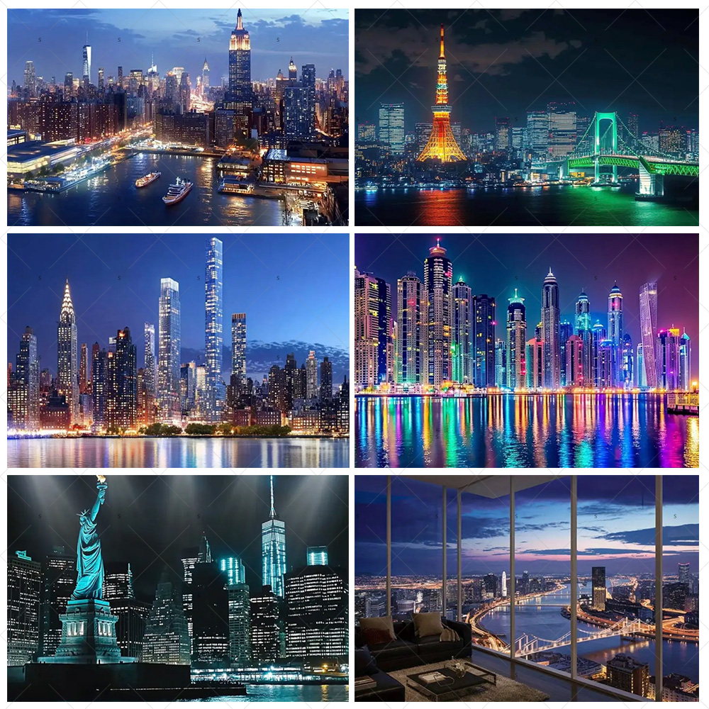 Night View High-Rise Building  - Photography Lighting Backdrop ulasan dan harga