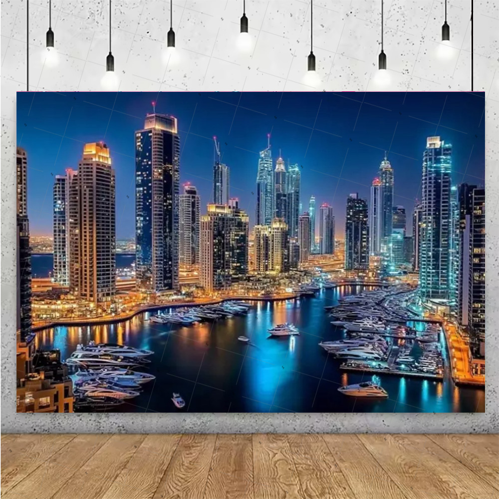 Night View High-Rise Building  - Photography Lighting Backdrop ulasan dan harga