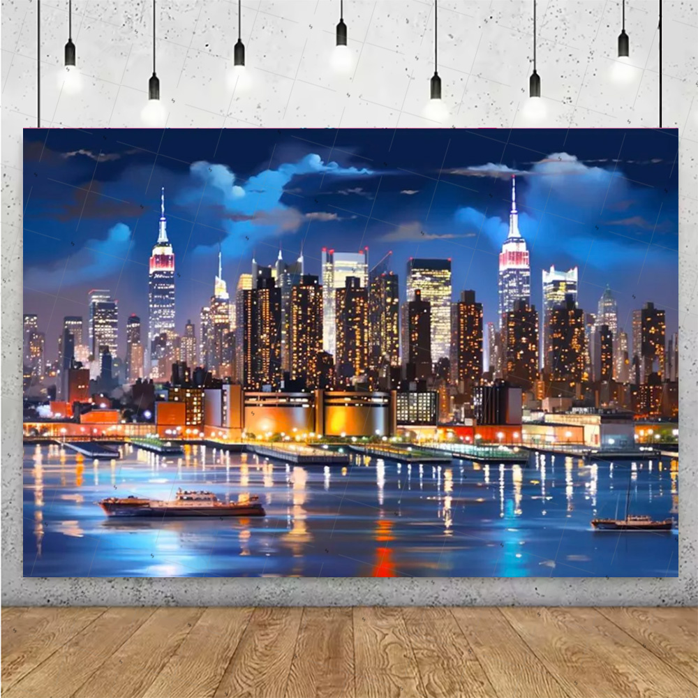 Night View High-Rise Building  - Photography Lighting Backdrop ulasan dan harga